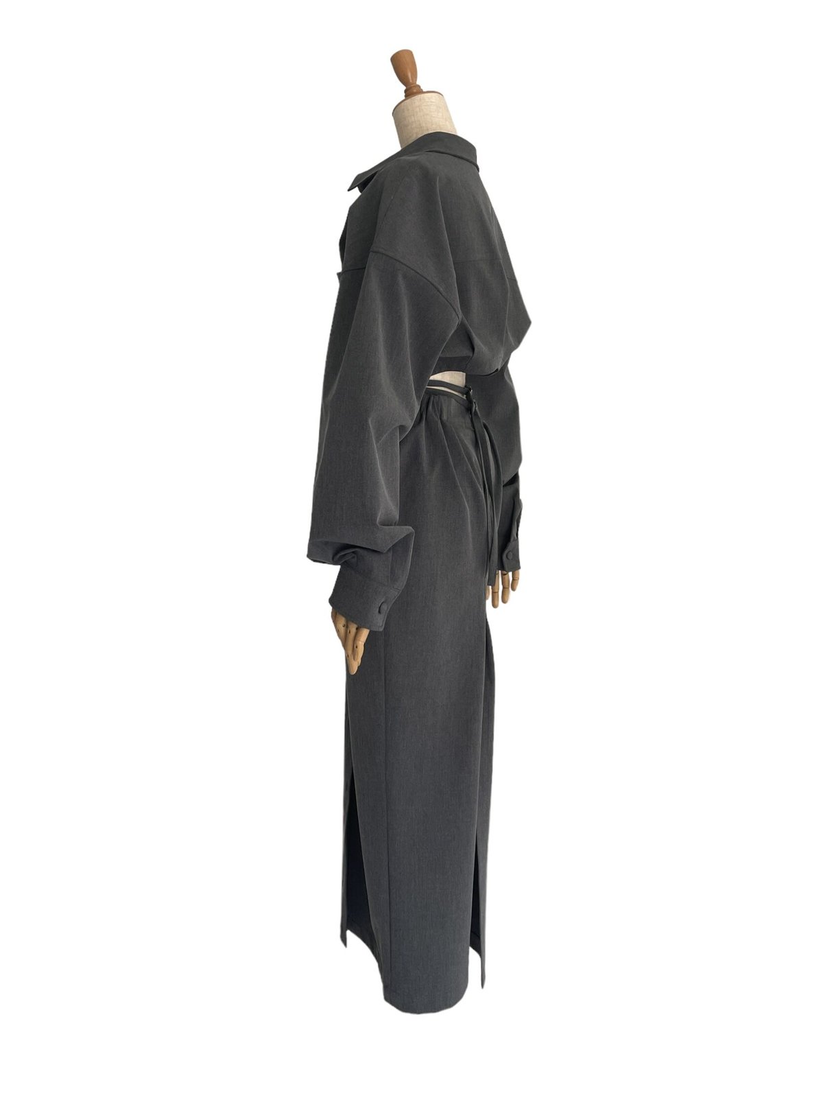 fiction tokyo バックオープンシャツドレス/ gray fiction tokyo バックオープンシャツドレス/ gray
