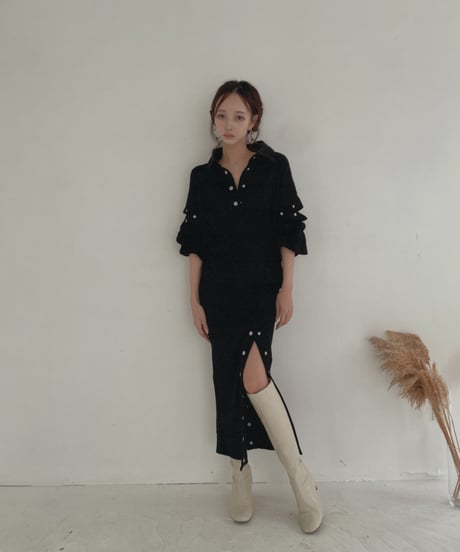 スナップスリットワンピース / Metal Snaps Slit One-Piece