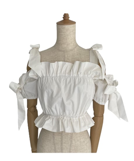 ショルダーダブルリボントップス / Shoulder Double Ribbon Top