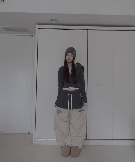 【DarkGray】レイヤードプリーツスカート /Layered Pleats Skirt