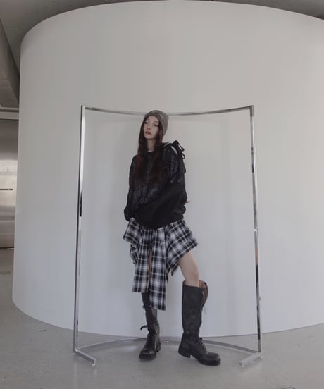 【Black】ショルダーリボンモヘアニット/Shoulder Ribbon Mohair Knit