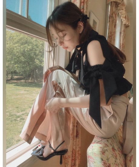 ショルダーダブルリボントップス　Shoulder DoubleRibbon Tops
