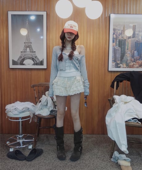 フリルヘムリボンカーディガン(リボンキャミセット) / Frill Hem Ribbon Cardigan(+Ribbon Camisole)