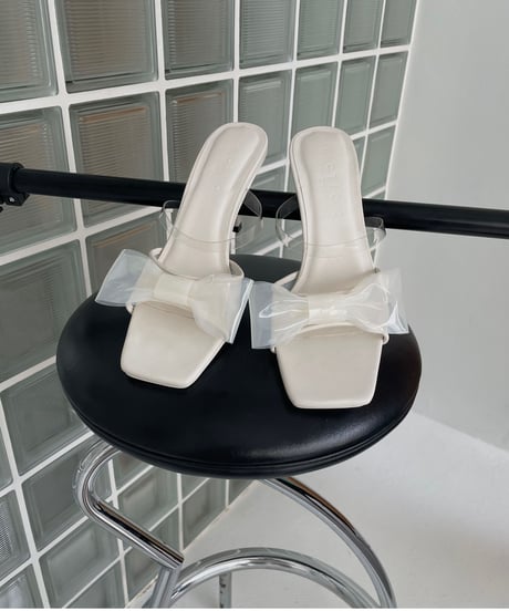 Bijou Ribbon Clear Mules /ビジューリボンクリアミュール