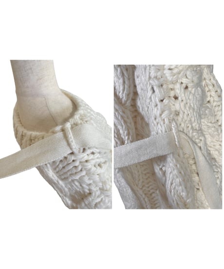 ハンドニッティングケーブルリボンニット/Hand-knitted Cable Ribbon Knit