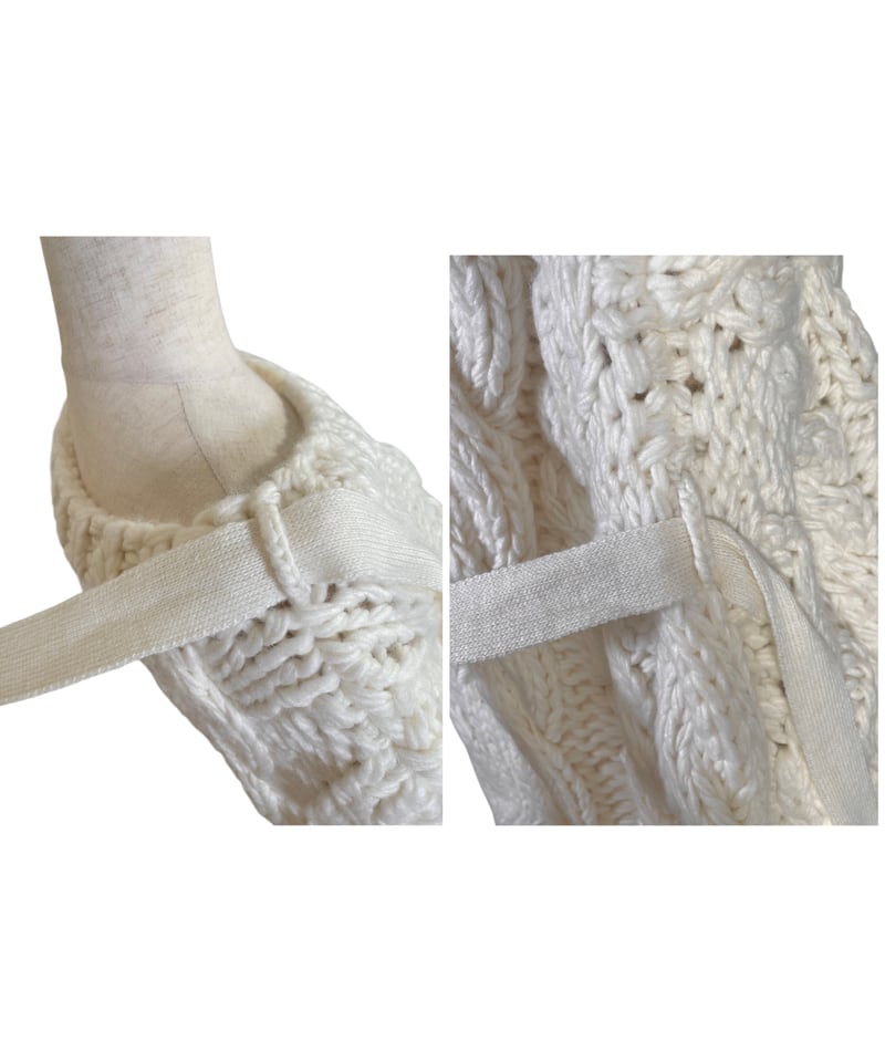 ハンドニッティングケーブルリボンニット/Hand-knitted Cable Ribbon K