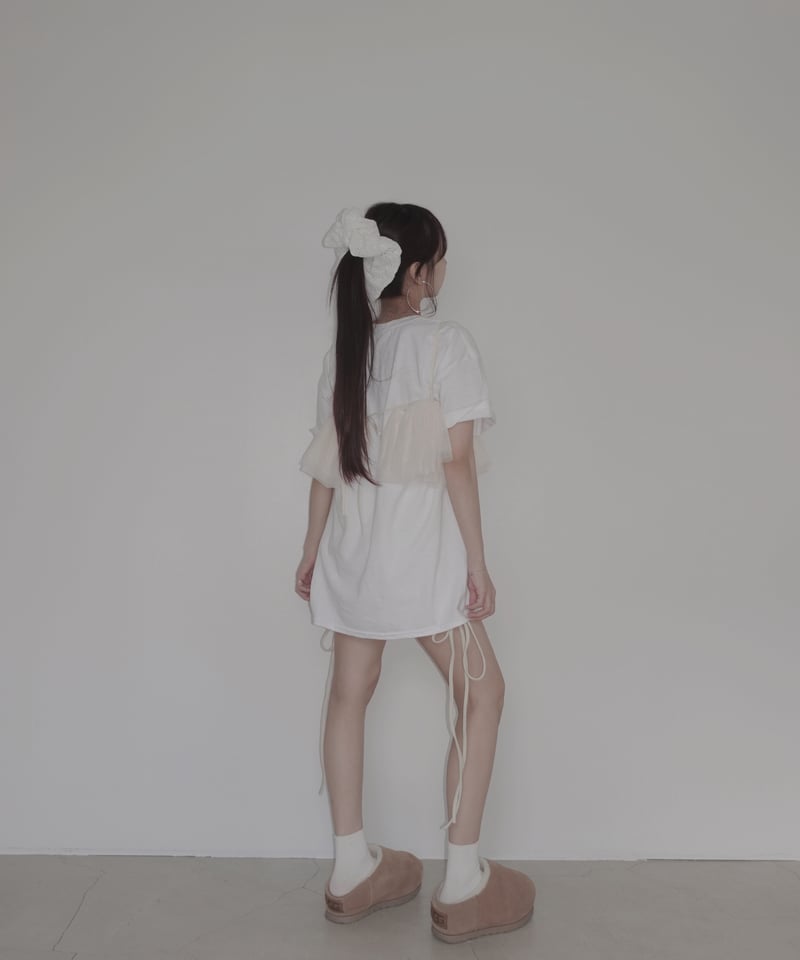 【新品タグ付き】組曲 現行 Web限定 チュールポンチドッキング Tシャツ セット割引】チュールトップ + Big Logo T | FICTION TOKYO OFF