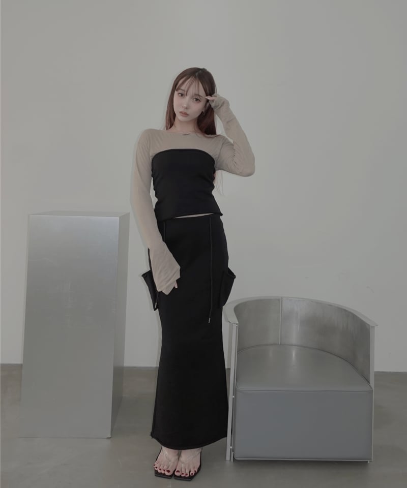 専用　　flare vneck sweat / フレアVネックスウェット スウェットフレアスカート / Sweat Flare Skirt | FICTION TOKY