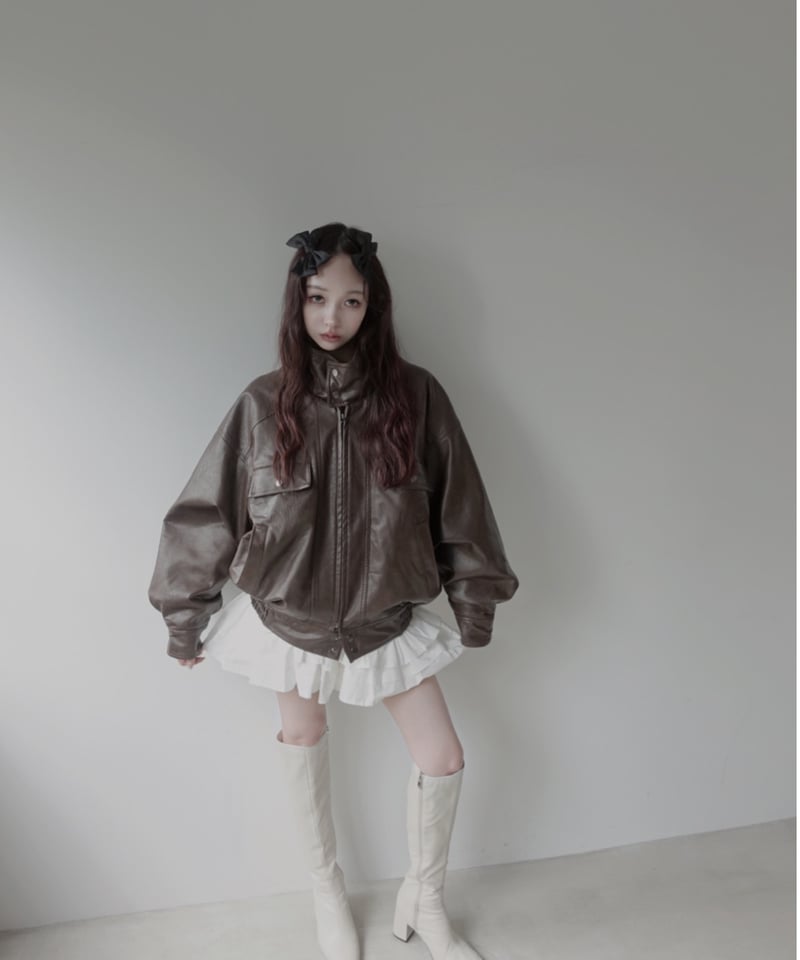 ウォッシュレザーブルゾン /Faux Leather Blouson | FICTION TO ウォッシュレザーブルゾン /Faux Leather Blouson | FICTION TO