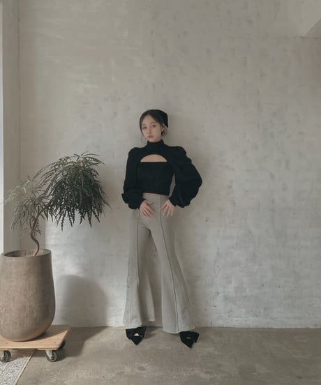 バックリボンサイドスリットフレアパンツ / Back Ribbon Side Slit Flare Pants
