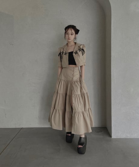 レースアップクロップドシャツ /Race-up Cropped Shirts