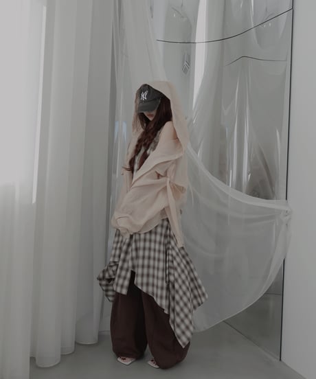 【Sheer Peach】サイドカットフードシャツ/Side Cutting Hooded Shirts