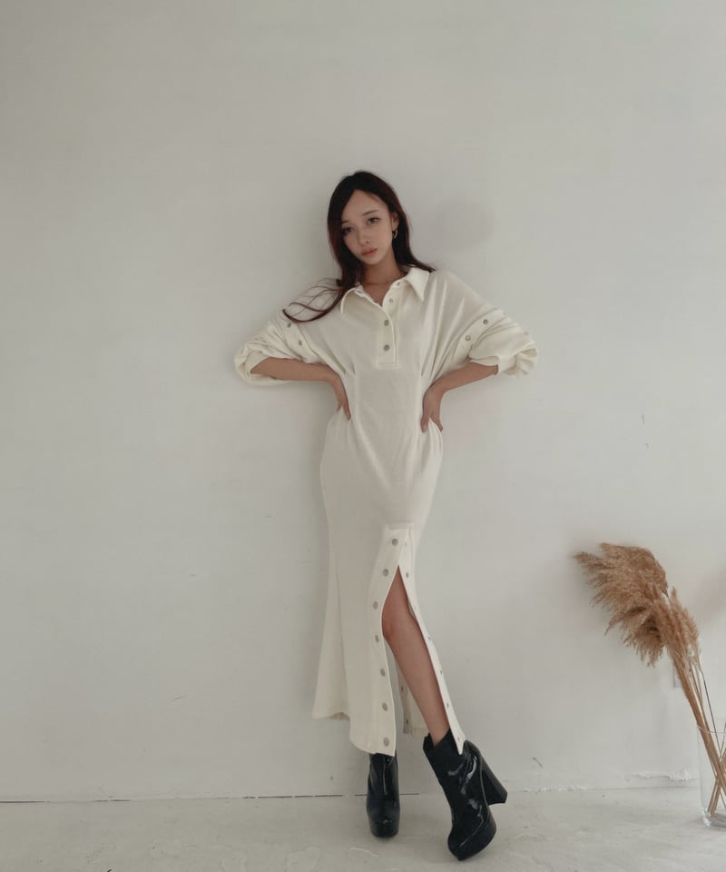 スナップスリットワンピース / Metal Snaps Slit One-Piece | FI