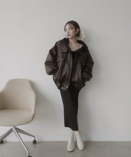ボンディングジップスリットフードワンピース / Bonding Zip-Slit Hood One-Piece