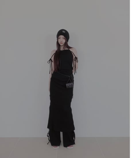 サイドリボンリブフレアパンツ /Side Ribbon Rib Flare Pants