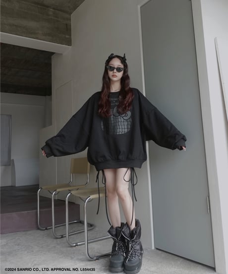 【Black】♡ Croco Kitty ♡ ボリュームスリーブスウェットトップ / ♡Croco Kitty♡ Volume Sleeve Sweat Top