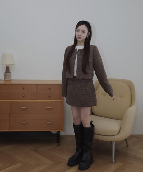 ［Brown］ツイードスカート / Tweed Skirt
