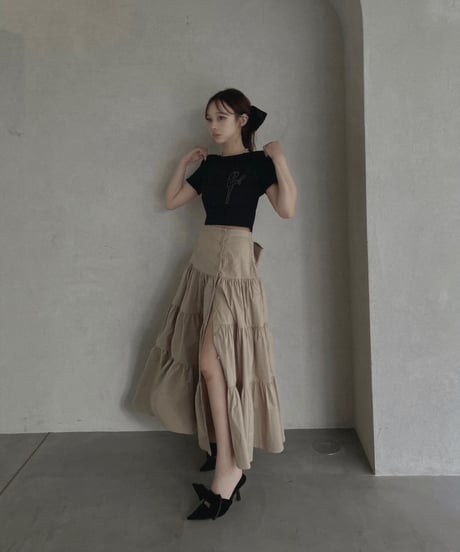 バックリボンティアードスカート /Back Ribbo Tiered Skirt