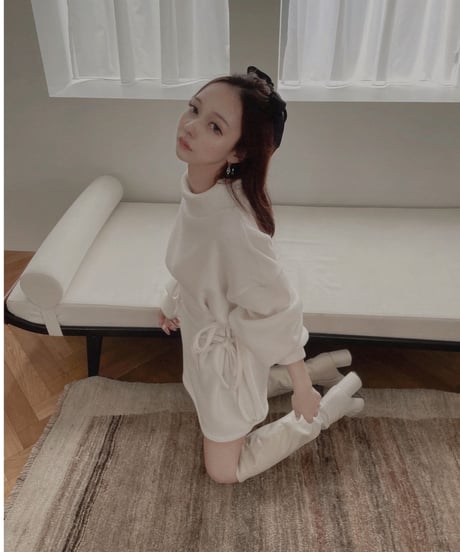 ウェストリボンニットチュニックワンピース /Waist Ribbon Knit Tunic One-piece