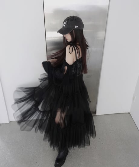 【Black】ショルダーリボンモヘアニット/Shoulder Ribbon Mohair Knit