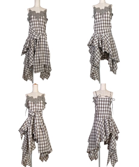 【Mocha】レイヤードチェックワンピース / Layered Check Dress