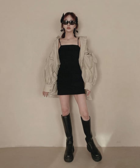 ショルダーリボンボーイフレンドシャツ (キャミワンピセット) / Shoulder Ribbon BoyFriend Shirts