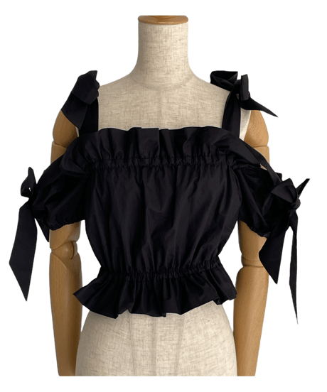 ショルダーダブルリボントップス / Shoulder Double Ribbon Top
