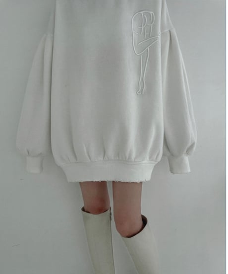 ロゴ刺繍フリーレングス ルーズダメージスウェット / Logo Embroidery Free Length Loose Damage Sweat