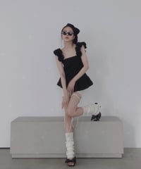 【Black】コットンレーストップ(+ビッグシュシュ）/ CottonLace Top(+BigSHUSHU)