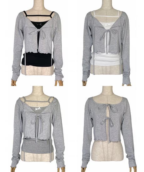 フリルヘムリボンカーディガン(リボンキャミセット) / Frill Hem Ribbon Cardigan(+Ribbon Camisole)