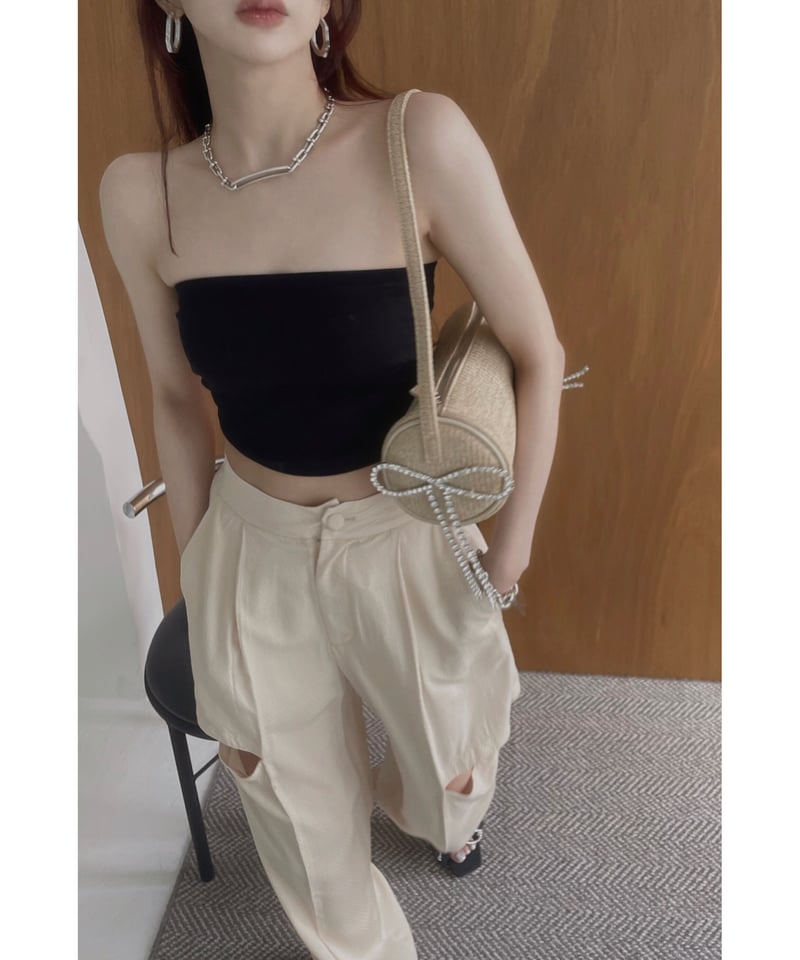 Bijou Ribbon Round Bag / ビジューリボンラウンドバッグ | FICTI
