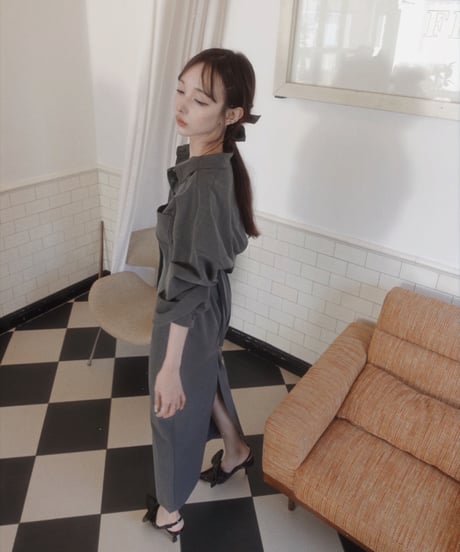 バックオープンシャツドレス / Back Open Shirts Dress