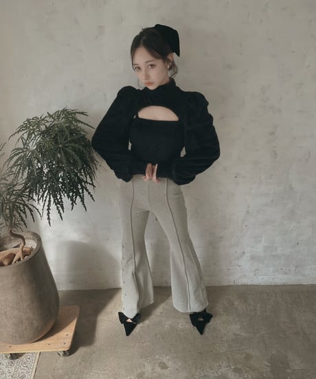 バックリボンサイドスリットフレアパンツ / Back Ribbon Side Slit Flare Pants