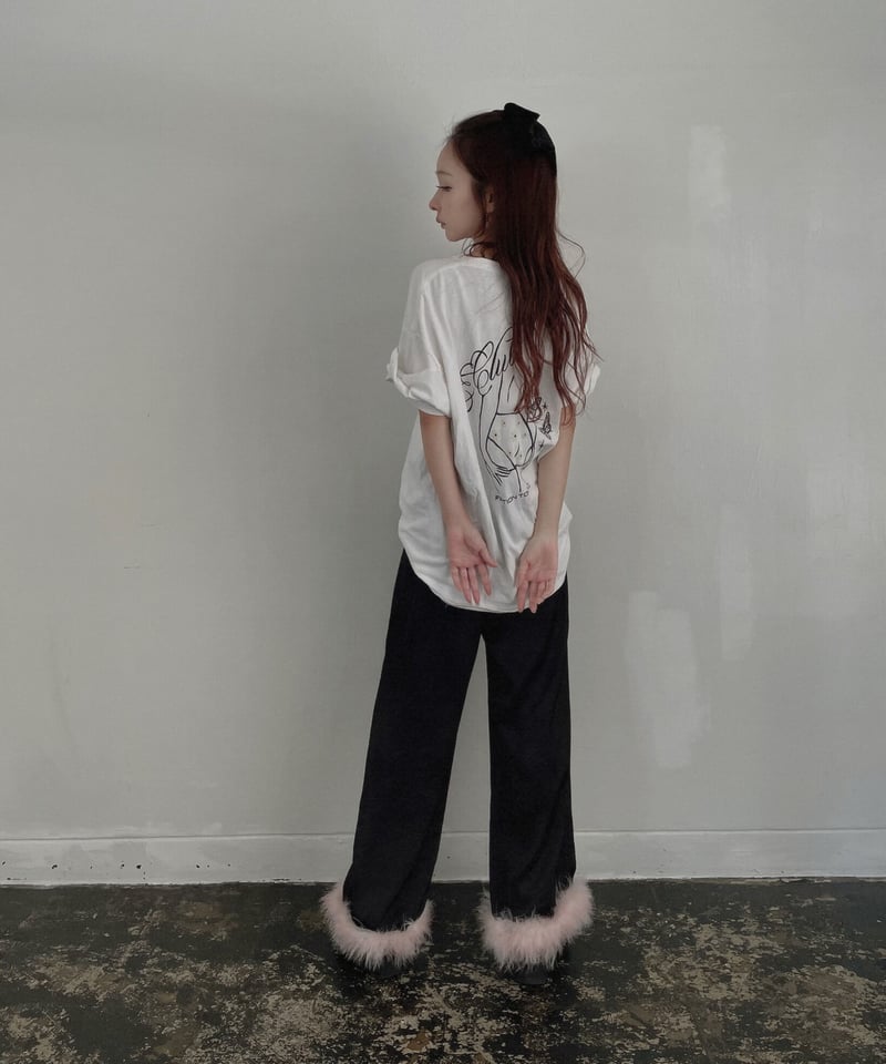 フェザーサテンパンツ / Feather Hem Satin Pants | FICTION フェザーサテンパンツ / Feather Hem Satin Pants | FICTION