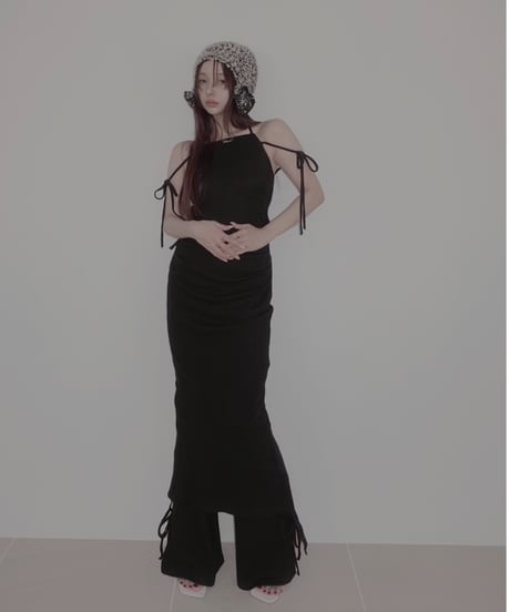 サイドリボンリブフレアパンツ /Side Ribbon Rib Flare Pants