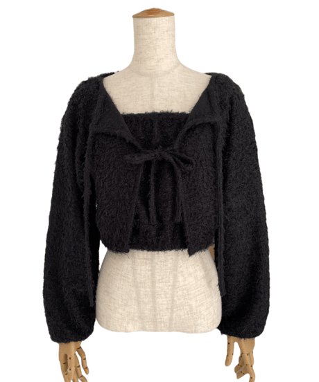 フロントリボンカーディガン(キャミソール付) / Front Ribbon Cardigan (+Camisole)