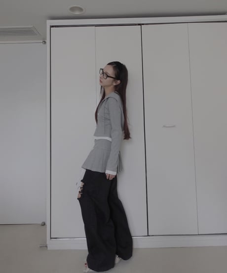 【LightGray】レイヤードフードトップス / Layered Hood Top