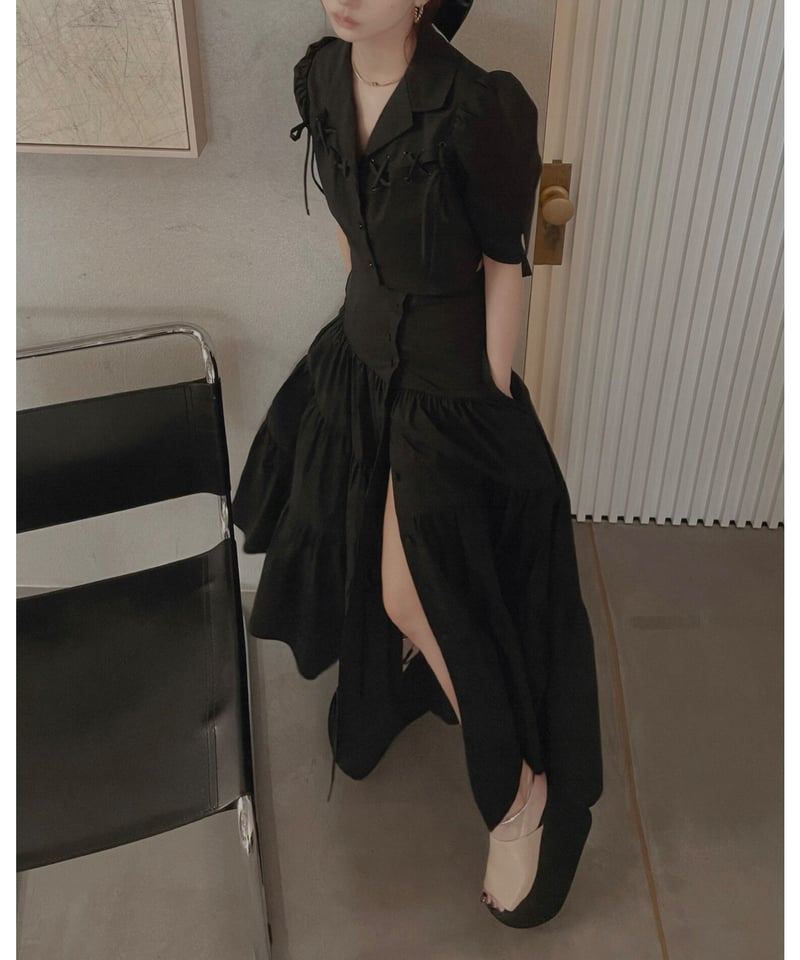 バックリボンティアードスカート /Back Ribbo Tiered Skirt | FICT