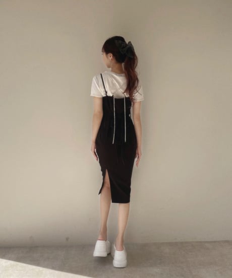 ビジューストラップスリットワンピ / Bijou Strap Slit One-Piece