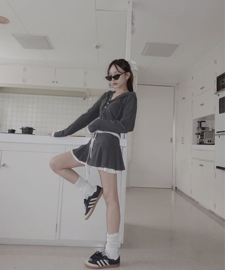 【DarkGray】レイヤードプリーツスカート /Layered Pleats Skirt