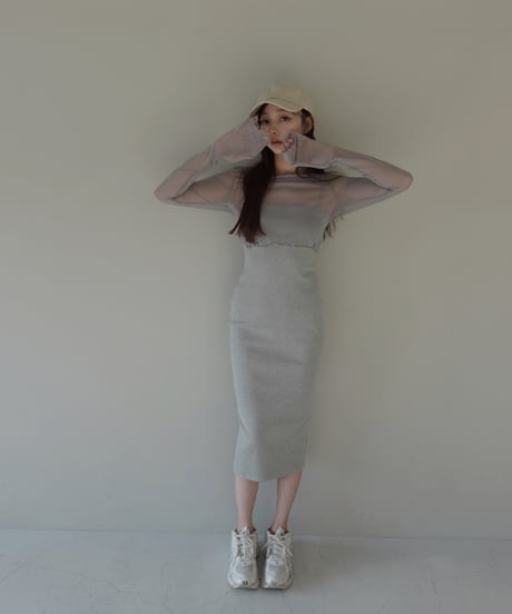 【Basic Collection】リブキャミソールスリットワンピース-Long- /Rib Camisole Slit One-Piece
