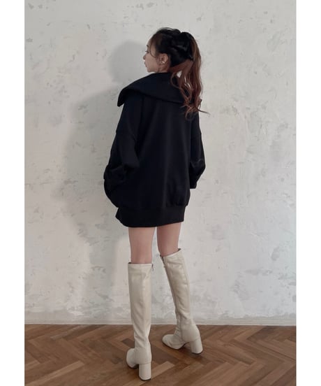【裏パイル生地】ハーフジップアップロゴ刺繍ビッグスウェット/Half Zipup Logo Embroidery Big Sweat