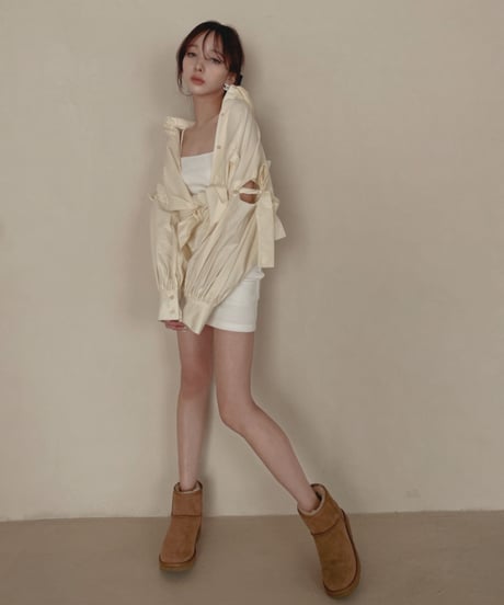 ショルダーリボンボーイフレンドシャツ (キャミワンピセット) / Shoulder Ribbon BoyFriend Shirts