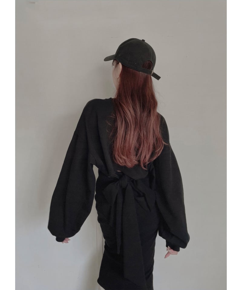 バックリボンクロップドトップ /Back Ribbon Cropped Top | FICTI