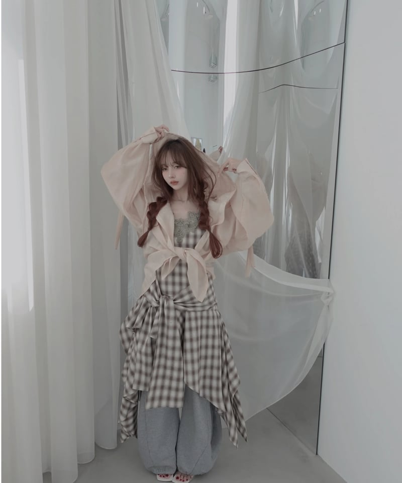 Mocha】レイヤードチェックワンピース / Layered Check Dress | F