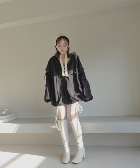 レースアップビッグシルエットフーディ/Race-up Oversized Hoodie
