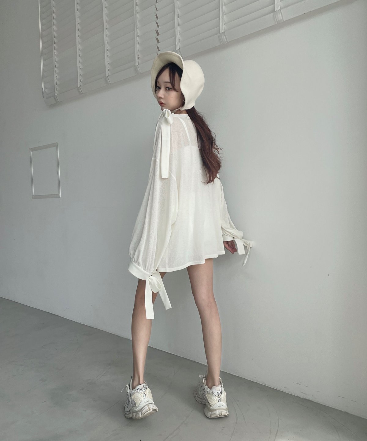 シアーリボントップ /Sheer Ribbon Top | FICTION TOKYO OFF シアーリボントップ /Sheer Ribbon Top | FICTION TOKYO OFF