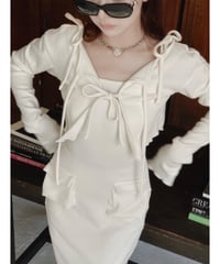 フリルヘムクロップドリボンニットカーディガン / Frill Hem Cropped Ribbon Knit Cardigan