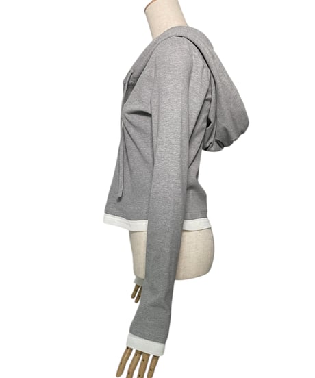 【LightGray】レイヤードフードトップス / Layered Hood Top