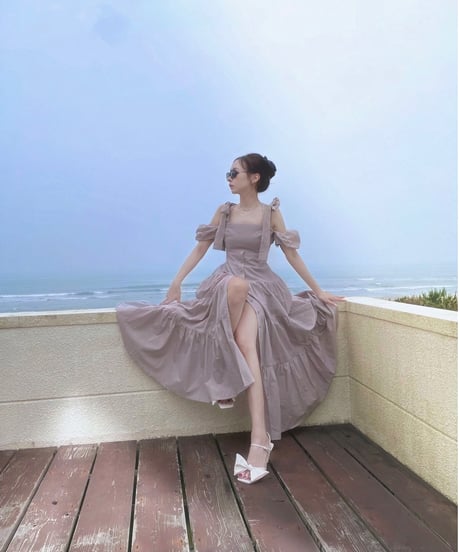 ショルダーリボンサマーロングドレス / Shoulder Ribbon Summer Long Dress